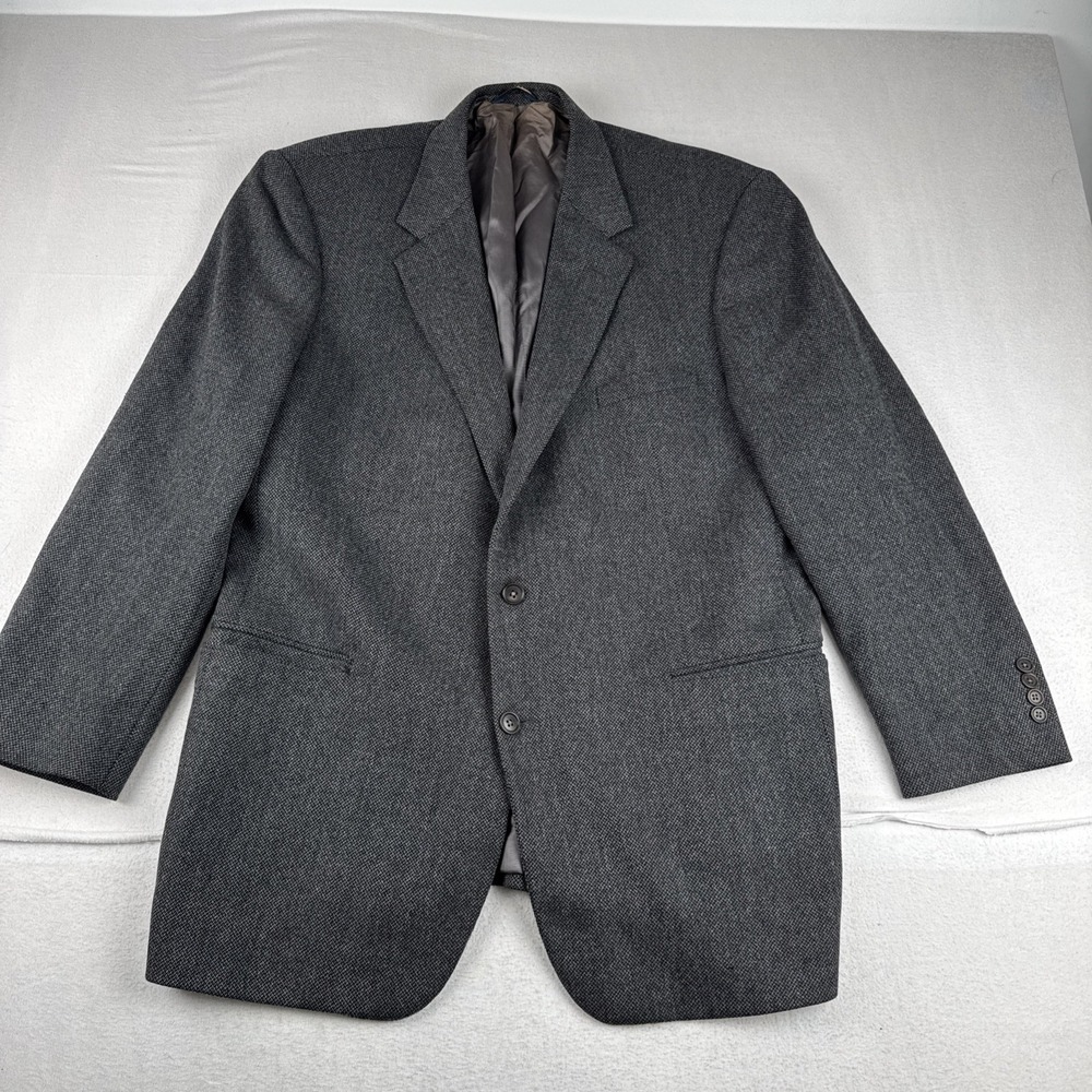 VTG Brooks Brothers Lambswool Men Sport Coat 48L Gray Herringbone office classic